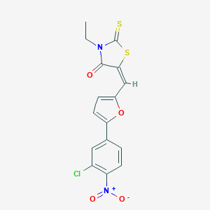 molecular formula C16H11ClN2O4S2 B329113 5-[(5-{3-Chloro-4-nitrophenyl}-2-furyl)methylene]-3-ethyl-2-thioxo-1,3-thiazolidin-4-one 
