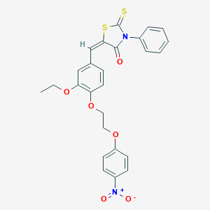 molecular formula C26H22N2O6S2 B329115 5-[3-Ethoxy-4-(2-{4-nitrophenoxy}ethoxy)benzylidene]-3-phenyl-2-thioxo-1,3-thiazolidin-4-one 