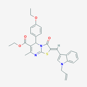 molecular formula C30H29N3O4S B329118 ethyl 2-[(1-allyl-1H-indol-3-yl)methylene]-5-(4-ethoxyphenyl)-7-methyl-3-oxo-2,3-dihydro-5H-[1,3]thiazolo[3,2-a]pyrimidine-6-carboxylate 