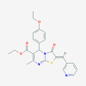 molecular formula C24H23N3O4S B329119 ethyl 5-(4-ethoxyphenyl)-7-methyl-3-oxo-2-(3-pyridinylmethylene)-2,3-dihydro-5H-[1,3]thiazolo[3,2-a]pyrimidine-6-carboxylate 