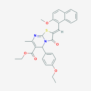 molecular formula C30H28N2O5S B329121 ethyl (2Z)-5-(4-ethoxyphenyl)-2-[(2-methoxynaphthalen-1-yl)methylidene]-7-methyl-3-oxo-2,3-dihydro-5H-[1,3]thiazolo[3,2-a]pyrimidine-6-carboxylate 