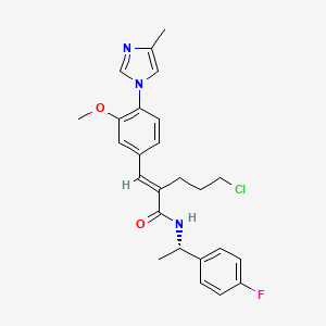 molecular formula C25H27ClFN3O2 B3291219 Pentanamide, 5-chloro-N-[(1S)-1-(4-fluorophenyl)ethyl]-2-[[3-methoxy-4-(4-methyl-1H-imidazol-1-yl)phenyl]methylene]-, (2E)- CAS No. 870843-43-9