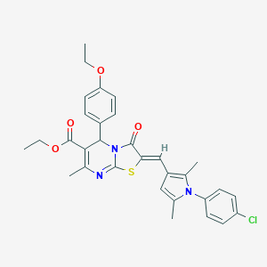 molecular formula C31H30ClN3O4S B329126 ethyl 2-{[1-(4-chlorophenyl)-2,5-dimethyl-1H-pyrrol-3-yl]methylene}-5-(4-ethoxyphenyl)-7-methyl-3-oxo-2,3-dihydro-5H-[1,3]thiazolo[3,2-a]pyrimidine-6-carboxylate 