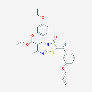 molecular formula C28H28N2O5S B329131 ethyl 2-[3-(allyloxy)benzylidene]-5-(4-ethoxyphenyl)-7-methyl-3-oxo-2,3-dihydro-5H-[1,3]thiazolo[3,2-a]pyrimidine-6-carboxylate 
