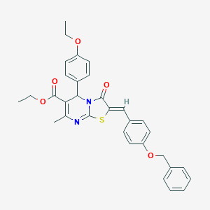 molecular formula C32H30N2O5S B329132 ethyl2-[4-(benzyloxy)benzylidene]-5-(4-ethoxyphenyl)-7-methyl-3-oxo-2,3-dihydro-5H-[1,3]thiazolo[3,2-a]pyrimidine-6-carboxylate 