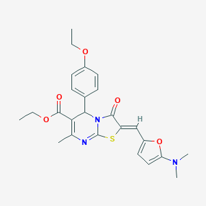 molecular formula C25H27N3O5S B329140 ethyl 2-{[5-(dimethylamino)-2-furyl]methylene}-5-(4-ethoxyphenyl)-7-methyl-3-oxo-2,3-dihydro-5H-[1,3]thiazolo[3,2-a]pyrimidine-6-carboxylate 