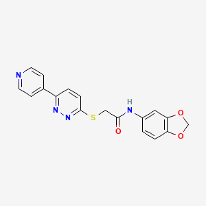 molecular formula C18H14N4O3S B3291441 N-(1,3-benzodioxol-5-yl)-2-(6-pyridin-4-ylpyridazin-3-yl)sulfanylacetamide CAS No. 872701-98-9