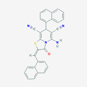 molecular formula C30H18N4OS B329145 (2E)-5-amino-7-(naphthalen-1-yl)-2-(naphthalen-1-ylmethylidene)-3-oxo-2,3-dihydro-7H-[1,3]thiazolo[3,2-a]pyridine-6,8-dicarbonitrile 