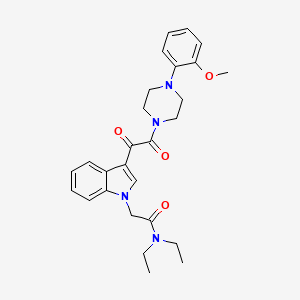 molecular formula C27H32N4O4 B3291458 N,N-diethyl-2-(3-{2-[4-(2-methoxyphenyl)piperazin-1-yl]-2-oxoacetyl}-1H-indol-1-yl)acetamide CAS No. 872843-72-6