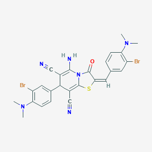 molecular formula C26H22Br2N6OS B329147 5-amino-2-[3-bromo-4-(dimethylamino)benzylidene]-7-[3-bromo-4-(dimethylamino)phenyl]-3-oxo-2,3-dihydro-7H-[1,3]thiazolo[3,2-a]pyridine-6,8-dicarbonitrile 