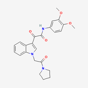 N-(3,4-dimethoxyphenyl)-2-oxo-2-{1-[2-oxo-2-(pyrrolidin-1-yl)ethyl]-1H-indol-3-yl}acetamide