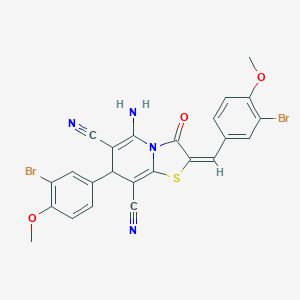 molecular formula C24H16Br2N4O3S B329148 5-amino-2-(3-bromo-4-methoxybenzylidene)-7-(3-bromo-4-methoxyphenyl)-3-oxo-2,3-dihydro-7H-[1,3]thiazolo[3,2-a]pyridine-6,8-dicarbonitrile 