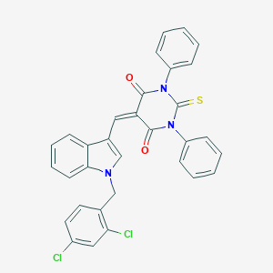 molecular formula C32H21Cl2N3O2S B329153 5-{[1-(2,4-dichlorobenzyl)-1H-indol-3-yl]methylene}-1,3-diphenyl-2-thioxodihydro-4,6(1H,5H)-pyrimidinedione 