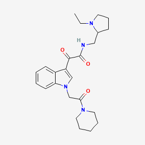 molecular formula C24H32N4O3 B3291531 N-[(1-ethylpyrrolidin-2-yl)methyl]-2-oxo-2-{1-[2-oxo-2-(piperidin-1-yl)ethyl]-1H-indol-3-yl}acetamide CAS No. 872862-49-2