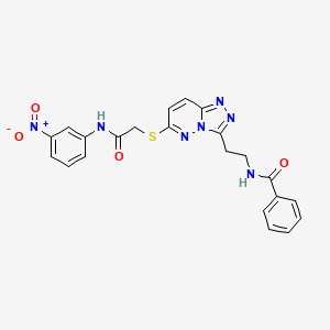 molecular formula C22H19N7O4S B3291548 N-{2-[6-({[(3-nitrophenyl)carbamoyl]methyl}sulfanyl)-[1,2,4]triazolo[4,3-b]pyridazin-3-yl]ethyl}benzamide CAS No. 872994-08-6