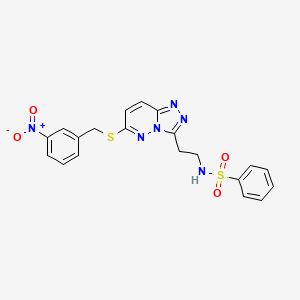 molecular formula C20H18N6O4S2 B3291554 N-(2-(6-((3-nitrobenzyl)thio)-[1,2,4]triazolo[4,3-b]pyridazin-3-yl)ethyl)benzenesulfonamide CAS No. 872997-11-0