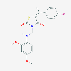 molecular formula C19H17FN2O4S B329165 3-[(2,4-Dimethoxyanilino)methyl]-5-(4-fluorobenzylidene)-1,3-thiazolidine-2,4-dione 