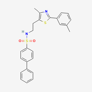 molecular formula C25H24N2O2S2 B3291661 N-{2-[4-methyl-2-(3-methylphenyl)-1,3-thiazol-5-yl]ethyl}biphenyl-4-sulfonamide CAS No. 873010-40-3