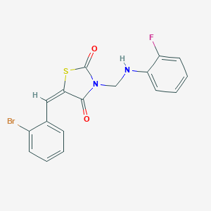 molecular formula C17H12BrFN2O2S B329167 5-(2-Bromobenzylidene)-3-[(2-fluoroanilino)methyl]-1,3-thiazolidine-2,4-dione 