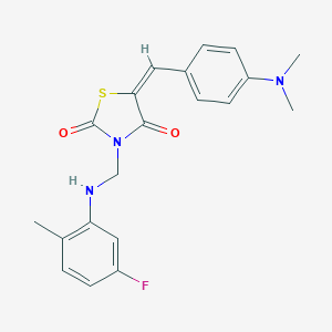 molecular formula C20H20FN3O2S B329168 5-[4-(Dimethylamino)benzylidene]-3-[(5-fluoro-2-methylanilino)methyl]-1,3-thiazolidine-2,4-dione 