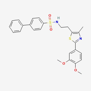 molecular formula C26H26N2O4S2 B3291705 N-{2-[2-(3,4-dimethoxyphenyl)-4-methyl-1,3-thiazol-5-yl]ethyl}biphenyl-4-sulfonamide CAS No. 873010-62-9