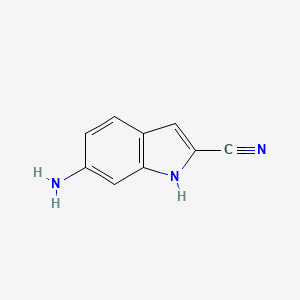 molecular formula C9H7N3 B3291735 6-Amino-1H-indole-2-carbonitrile CAS No. 873055-07-3