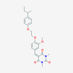 molecular formula C26H30N2O6 B329174 5-{4-[2-(4-sec-butylphenoxy)ethoxy]-3-methoxybenzylidene}-1,3-dimethylpyrimidine-2,4,6(1H,3H,5H)-trione 