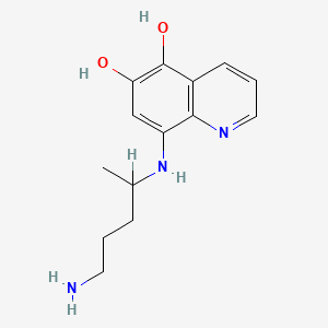 molecular formula C14H19N3O2 B3291780 5,6-Quinolinediol, 8-[(4-amino-1-methylbutyl)amino]- CAS No. 87321-06-0
