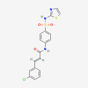 molecular formula C18H14ClN3O3S2 B3291795 (E)-3-(3-chlorophenyl)-N-[4-(1,3-thiazol-2-ylsulfamoyl)phenyl]prop-2-enamide CAS No. 873307-04-1