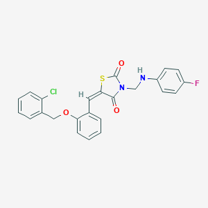 molecular formula C24H18ClFN2O3S B329181 5-{2-[(2-Chlorobenzyl)oxy]benzylidene}-3-[(4-fluoroanilino)methyl]-1,3-thiazolidine-2,4-dione 
