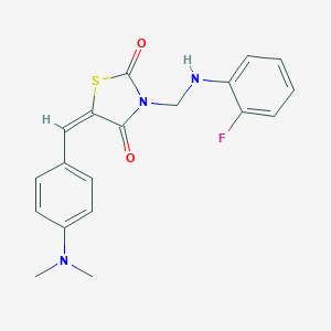 molecular formula C19H18FN3O2S B329183 5-[4-(Dimethylamino)benzylidene]-3-[(2-fluoroanilino)methyl]-1,3-thiazolidine-2,4-dione 