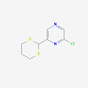 molecular formula C8H9ClN2S2 B3291868 2-Chloro-6-(1,3-dithian-2-yl)pyrazine CAS No. 874114-31-5