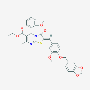 ethyl (2Z)-2-[4-(1,3-benzodioxol-5-ylmethoxy)-3-methoxybenzylidene]-5-(2-methoxyphenyl)-7-methyl-3-oxo-2,3-dihydro-5H-[1,3]thiazolo[3,2-a]pyrimidine-6-carboxylate