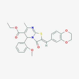 ethyl 2-(2,3-dihydro-1,4-benzodioxin-6-ylmethylene)-5-(2-methoxyphenyl)-7-methyl-3-oxo-2,3-dihydro-5H-[1,3]thiazolo[3,2-a]pyrimidine-6-carboxylate