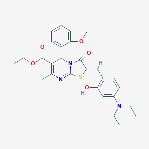 molecular formula C28H31N3O5S B329200 ethyl 2-[4-(diethylamino)-2-hydroxybenzylidene]-5-(2-methoxyphenyl)-7-methyl-3-oxo-2,3-dihydro-5H-[1,3]thiazolo[3,2-a]pyrimidine-6-carboxylate 