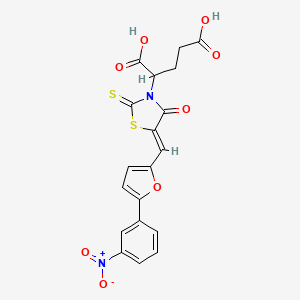 molecular formula C19H14N2O8S2 B3292029 (Z)-2-(5-((5-(3-nitrophenyl)furan-2-yl)methylene)-4-oxo-2-thioxothiazolidin-3-yl)pentanedioic acid CAS No. 875285-91-9
