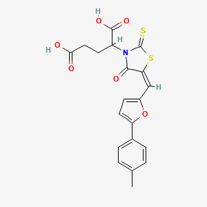 (E)-2-(4-oxo-2-thioxo-5-((5-(p-tolyl)furan-2-yl)methylene)thiazolidin-3-yl)pentanedioic acid