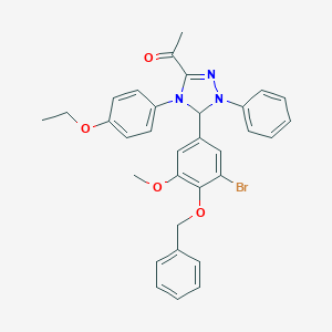 molecular formula C32H30BrN3O4 B329207 1-[3-(3-bromo-5-methoxy-4-phenylmethoxyphenyl)-4-(4-ethoxyphenyl)-2-phenyl-3H-1,2,4-triazol-5-yl]ethanone 