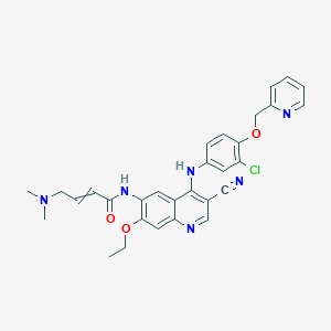 molecular formula C30H29ClN6O3 B3292100 N-[4-[3-chloro-4-(2-pyridinylmethoxy)anilino]-3-cyano-7-ethoxy-6-quinolinyl]-4-(dimethylamino)-2-butenamide CAS No. 876310-02-0