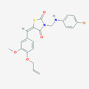 molecular formula C21H19BrN2O4S B329211 5-[4-(Allyloxy)-3-methoxybenzylidene]-3-[(4-bromoanilino)methyl]-1,3-thiazolidine-2,4-dione 