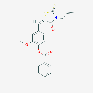molecular formula C22H19NO4S2 B329215 4-[(3-Allyl-4-oxo-2-thioxo-1,3-thiazolidin-5-ylidene)methyl]-2-methoxyphenyl 4-methylbenzoate 