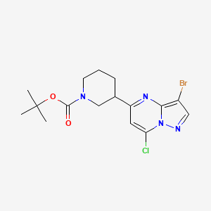 molecular formula C16H20BrClN4O2 B3292174 Tert-butyl 3-(3-bromo-7-chloropyrazolo[1,5-a]pyrimidin-5-yl)piperidine-1-carboxylate CAS No. 877173-82-5