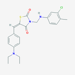 molecular formula C22H24ClN3O2S B329224 3-[(3-Chloro-4-methylanilino)methyl]-5-[4-(diethylamino)benzylidene]-1,3-thiazolidine-2,4-dione 