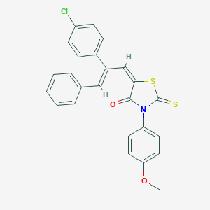 molecular formula C25H18ClNO2S2 B329226 5-[2-(4-Chlorophenyl)-3-phenyl-2-propenylidene]-3-(4-methoxyphenyl)-2-thioxo-1,3-thiazolidin-4-one 