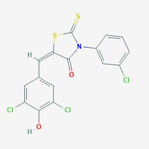 molecular formula C16H8Cl3NO2S2 B329228 3-(3-Chlorophenyl)-5-(3,5-dichloro-4-hydroxybenzylidene)-2-thioxo-1,3-thiazolidin-4-one 