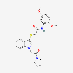 molecular formula C24H27N3O4S B3292312 N-(2,5-dimethoxyphenyl)-2-((1-(2-oxo-2-(pyrrolidin-1-yl)ethyl)-1H-indol-3-yl)thio)acetamide CAS No. 877658-90-7