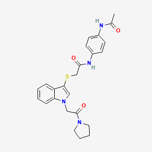 N-(4-acetamidophenyl)-2-((1-(2-oxo-2-(pyrrolidin-1-yl)ethyl)-1H-indol-3-yl)thio)acetamide