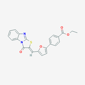 molecular formula C23H16N2O4S B329234 ethyl 4-{5-[(3-oxo[1,3]thiazolo[3,2-a]benzimidazol-2(3H)-ylidene)methyl]-2-furyl}benzoate 