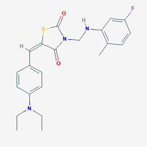 molecular formula C22H24FN3O2S B329235 5-[4-(Diethylamino)benzylidene]-3-[(5-fluoro-2-methylanilino)methyl]-1,3-thiazolidine-2,4-dione 
