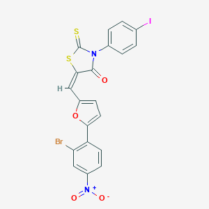 molecular formula C20H10BrIN2O4S2 B329238 5-[(5-{2-Bromo-4-nitrophenyl}-2-furyl)methylene]-3-(4-iodophenyl)-2-thioxo-1,3-thiazolidin-4-one 